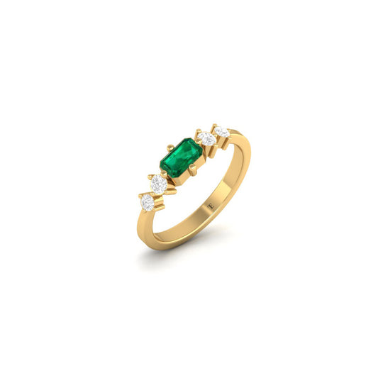 Emerald Cut Green Gemstone & Diamond Ring