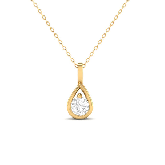 Teardrop Shape Round Cut Diamond Pendant in 18K Yellow Gold Over Sterling Silver