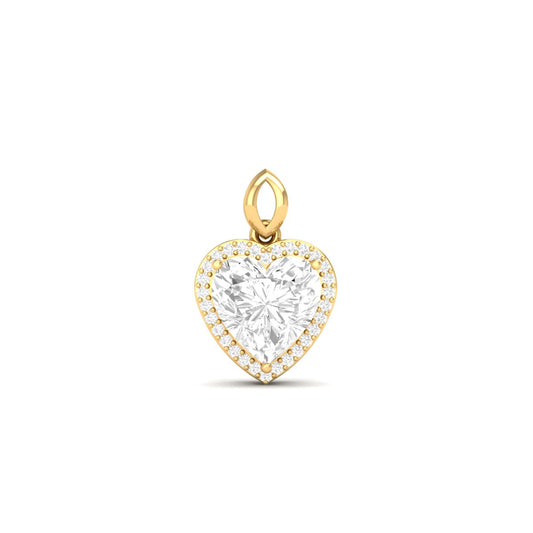 Heart Cut Diamond Halo Heart Pendant Necklace in 18K Yellow Gold Over Sterling Silver