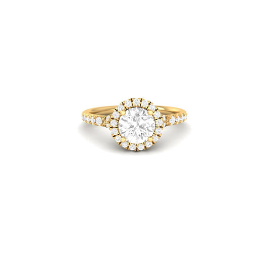 Round Cut Moissanite Double Halo Engagement Ring