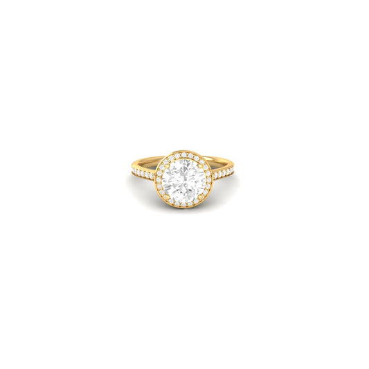 Round Cut Moissanite Halo Engagement Ring