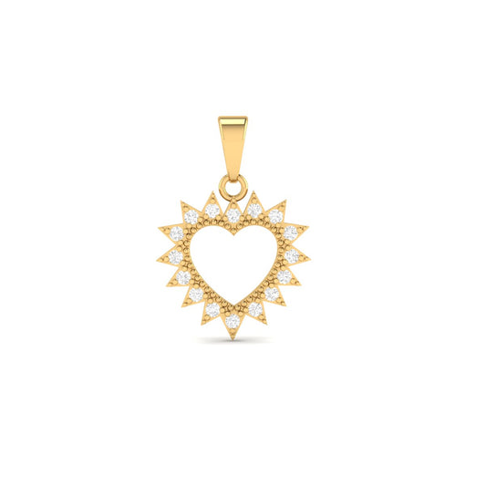 Sunburst Heart Diamond Pendant Necklace for Women in 18K Yellow Gold Over Sterling Silver