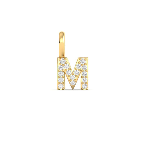 “M” Diamond Initial Pendant – Personalized Alphabet Necklace in 18K Yellow Gold Over Sterling Silver