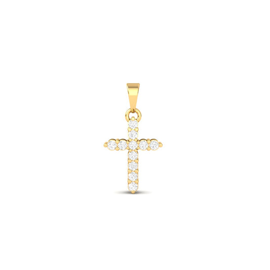 Round Cut Diamond Cross Pendant Necklace for Women in 18K Yellow Gold Over Sterling Silver