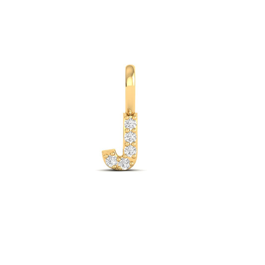 “J” Diamond Initial Charm Alphabet Letter Pendant in 18K Yellow Gold Over Sterling Silver