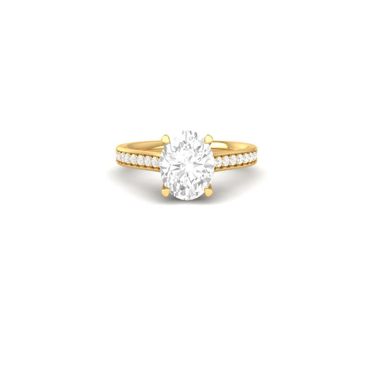 Oval Moissanite Solitaire Engagement Ring Band 14K Gold Plated