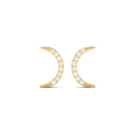 Crescent Moon Diamond Hoop Earrings 18K Yellow Gold Over Sterling Silver