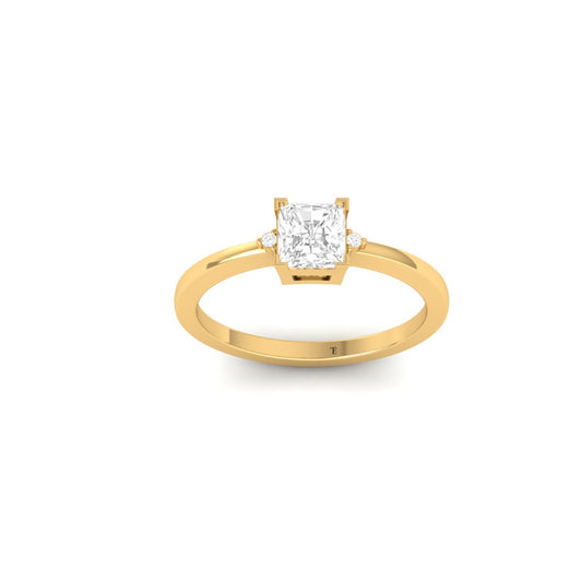 Cushion Cut Solitaire Engagement Ring with Side Accents | Minimalist Square Design Promise Ring | Elegant Proposal Ring for Her