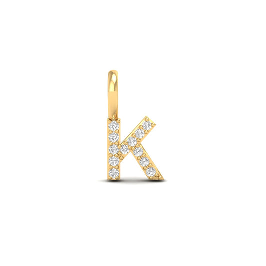 “K” Initial Pendant Necklace – Personalized Diamond Gift Pendant in 18K Yellow Gold Over Sterling Silver
