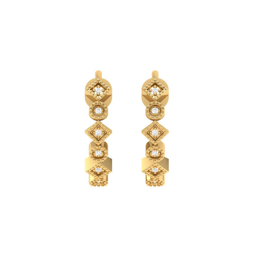 True Elegant Geometric Moissanite Drop Earrings 18kt Gold Over Sterling Silver