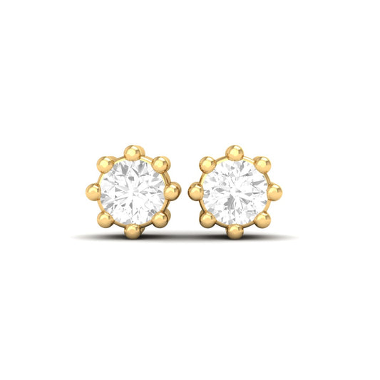 6-Prong Solitaire Diamond Stud Earrings – 18K Yellow Gold Over Sterling Silver