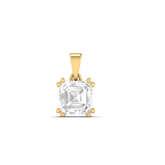 Asscher Cut Diamond Solitaire Pendant – Gift for Her in 18K Yellow Gold Over Sterling Silver