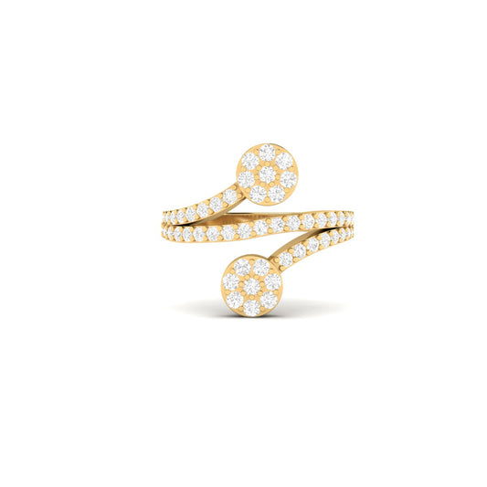 Blue Sapphire Pave Cluster Adjustable Open Ring for Women