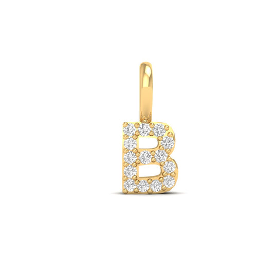 “B” Initial Diamond Pendant – Personalized Alphabet Charm in 18K Yellow Gold Over Sterling Silver