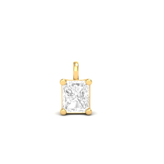 Radiant Cut Diamond Solitaire Pendant in 18K Yellow Gold Over Sterling Silver