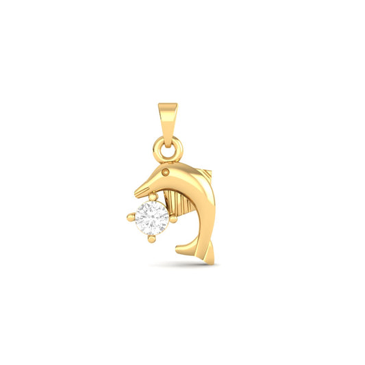 Dolphin Pendant Necklace – 18K Yellow Gold Over Sterling Silver