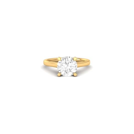 Elegant 4-Prong Moissanite Solitaire Ring 14K Gold Plated