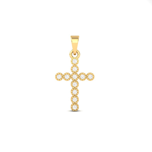 Diamond Cross Pendant Necklace for Women in 18K Yellow Gold Over Sterling Silver