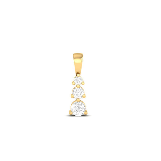Three Stone Diamond Pendant Necklace for Women in 18K Yellow Gold Over Sterling Silver