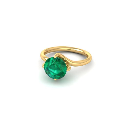 Round Cut Green Emerald Solitaire Ring
