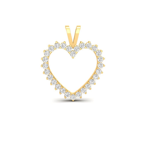 Heart Shape Round Cut Diamond Pendant for Women in 18K Yellow Gold Over Sterling Silver