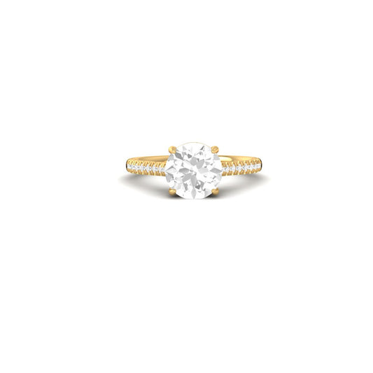 Brilliant Round Moissanite Ring 14K Gold Plated