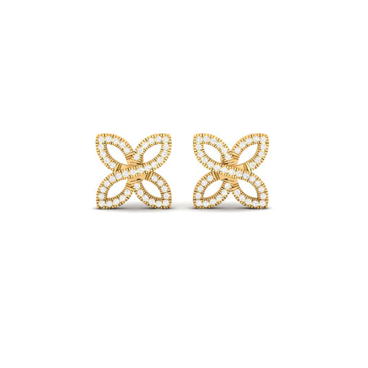 True Elegant Moissanite Diamond Clover Stud Earrings 18kt Gold Over Sterling Silver