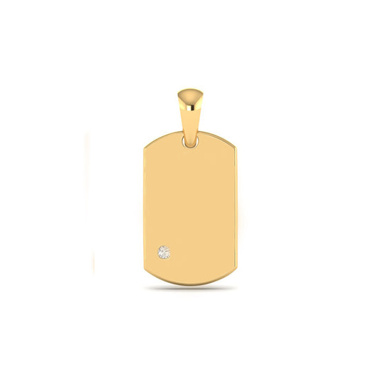 Dog Tag Pendant with Round Cut Diamonds in 18K Yellow Gold Over Sterling Silver