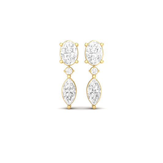 Oval & Marquise Moissanite Drop Earrings – 18K Yellow Gold Over Sterling Silver