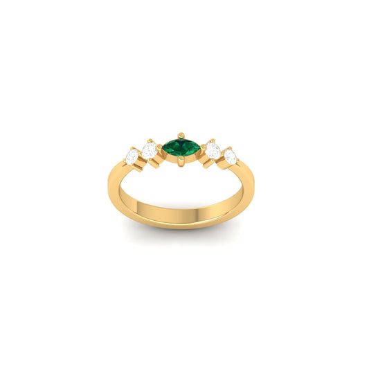 1.50CT Marquise Cut Green Gemstone & Diamond Accent Ring