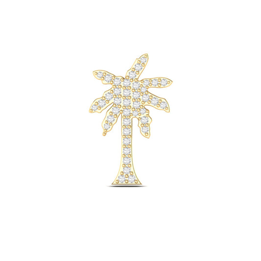1.00Ct Round Cut Diamond Palm Tree Pendant in 18K Yellow Gold Over Sterling Silver with Chain