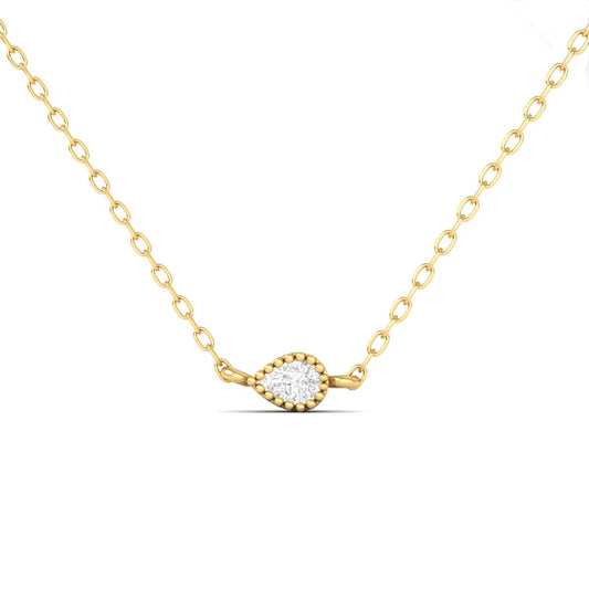 0.75CT Pear Cut Bezel Set Diamond Pendant Necklace in 925 Sterling Silver with Chain