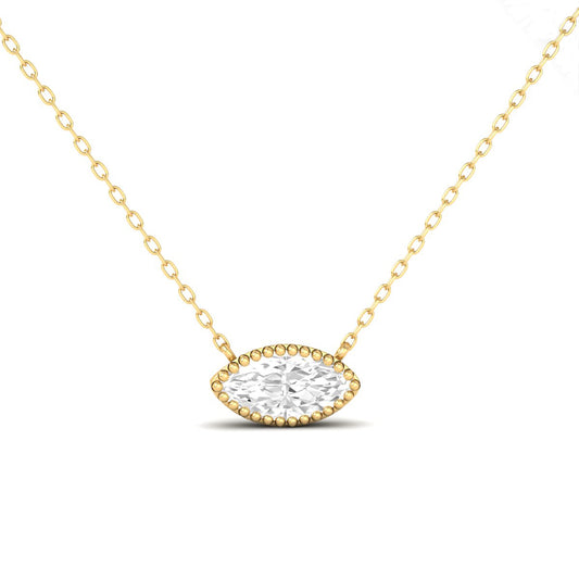 0.25CT Marquise Cut Bezel Set Diamond Bridal Pendant in 18K Yellow Gold Over Sterling Silver