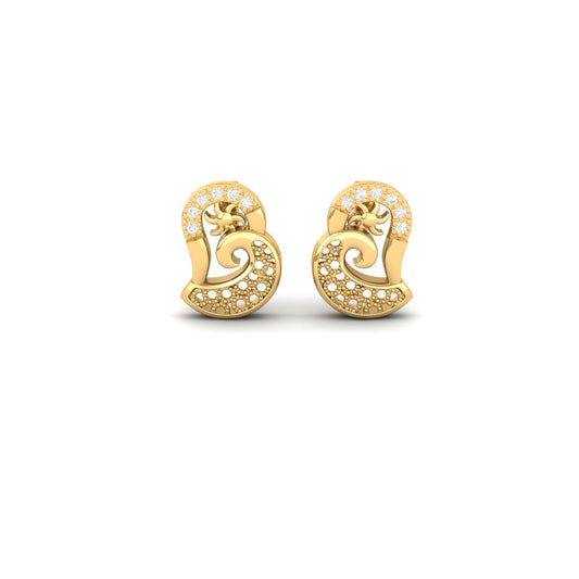 Swirl Diamond Stud Earrings – 18K Yellow Gold Over Sterling Silver