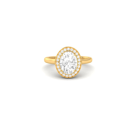14K Gold Plated Elegant Oval Moissanite Engagement Ring