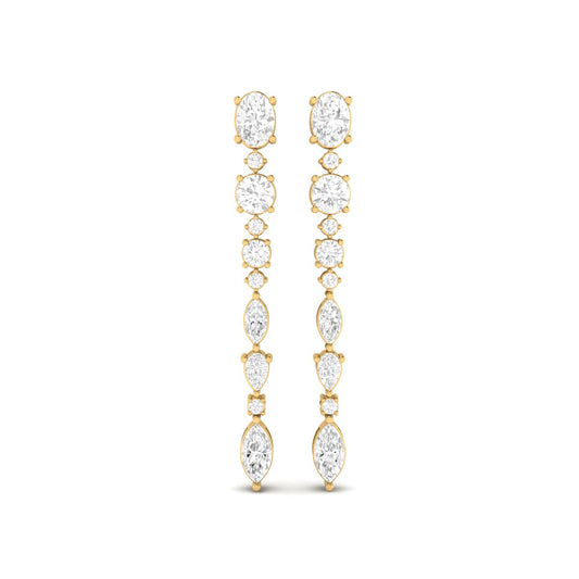 Multi-Shape Moissanite Drop Earrings – 18K Yellow Gold Over Sterling Silver