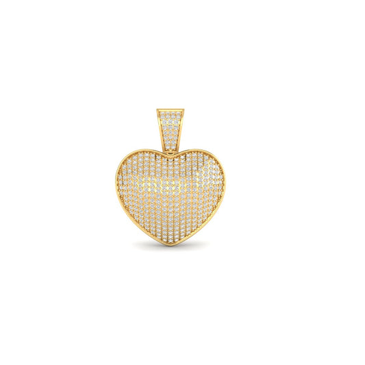 Pave Set Diamond Heart Pendant in 18K Yellow Gold Over Sterling Silver