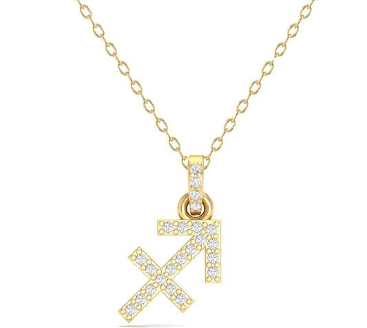 Sagittarius Star Sign Pendant – Zodiac Necklace in 18K Yellow Gold Over Sterling Silver