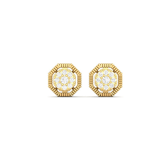 True Elegant Octagon Moissanite Diamond Stud Earrings 18kt Gold Over Sterling Silver