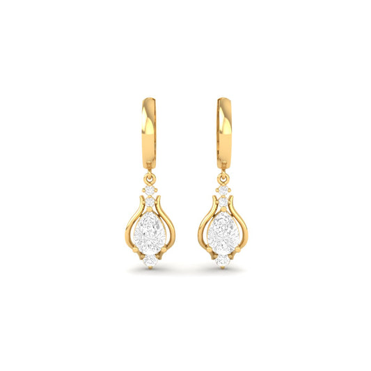 Pear Cut Diamond Drop Hoop Earrings