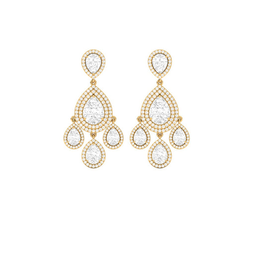 True Elegant Pear-Cut Moissanite Chandelier Earrings -18kt Gold Over Sterling Silver