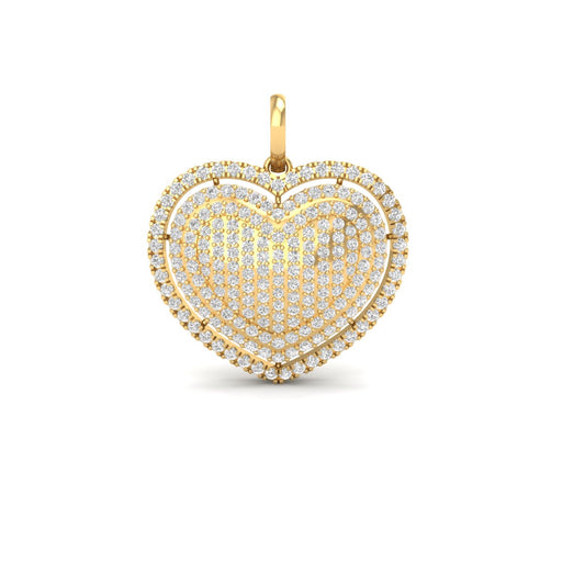 Round Cut Heart Shape Diamond Pendant for Women in 18K Yellow Gold Over Sterling Silver