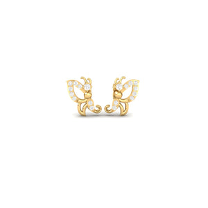 Butterfly Diamond Accent Stud Earrings in 18K Yellow Gold Over for Girls and Women Butterfly Diamond Accent Stud Earrings in 18K Yellow Gold Over for Girls and Women