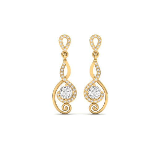 True Elegant Swirl Moissanite Drop Earrings-18kt Gold Over Sterling Silver