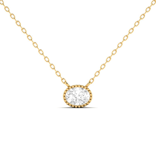 1.0CT Oval Diamond Dainty Pendant In Sterling Silver