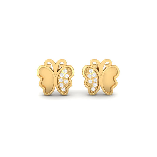 Dainty Butterfly Earrings for Women 18K Yellow Gold Over Sterling Silver