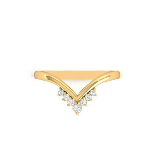 0.13CT Diamond Curve Dainty Ring In 18kt Gold Over Sterling Silver