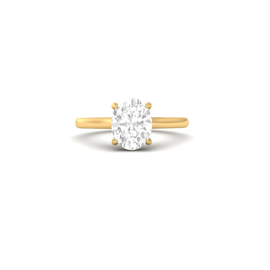 Classic Oval Cut Moissanite Solitaire Ring 14 Yellow Gold Plated