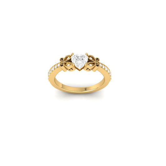 Heart Diamond Claddagh Ring for Women, 14k Yellow Gold Plated Promise Ring, Celtic Engagement Ring, Handmade Jewelry Gift