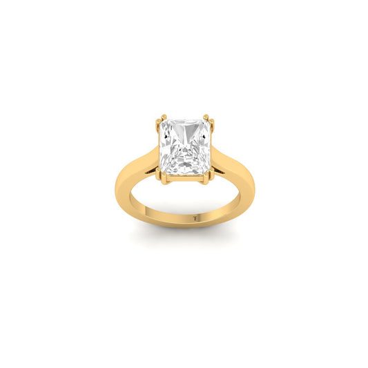 Radiant Cut Solitaire Engagement Ring for Women | 18K Yellow Gold Over Sterling Silver | Handmade by True Elegant